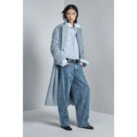 NWT ZARA BLUE STRAIGHT COAT WITH MANTECO WOOL ZW COLLECTION - Picture 2 of 7